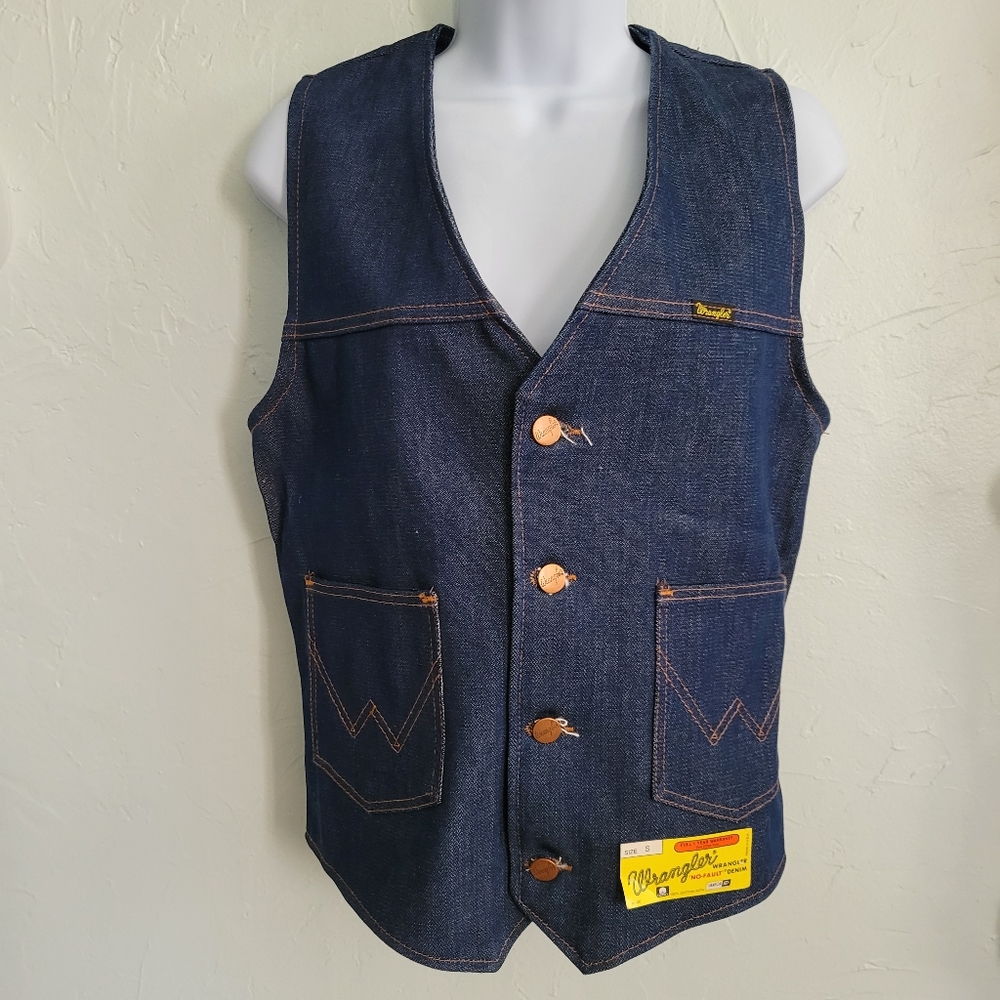 Vintage Wrangler Jeans Denim Vest Button Down Small Women's NWT 100% Cotton